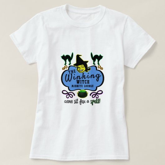 T-shirt rétro Winking Witch Lounge (Design devant)