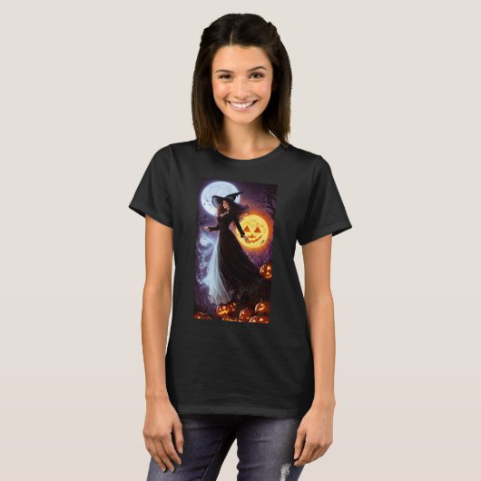 T-shirt rétro Witch Hallween (Devant entier)