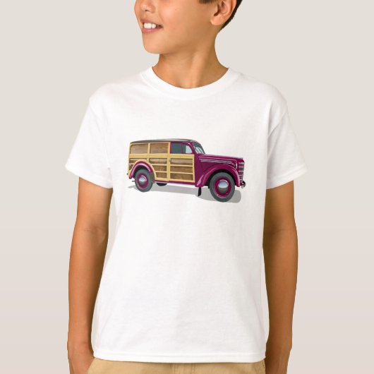 T-shirt Retro woody wagon delivery truck (Devant)