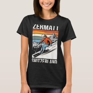 T-shirt Rétro Zermatt Suisse station de ski plaisir alpin