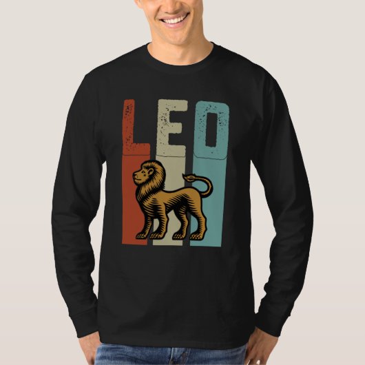 T-shirt Retro Zodiac Leo Vintage Style Astrology (Devant)