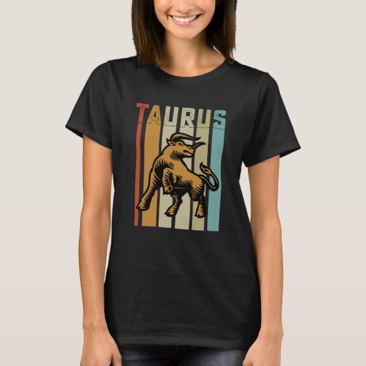 T-shirt Retro Zodiac Taurus Vintage Style Astrology (Devant)