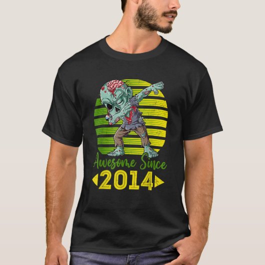 T-shirt Retro Zombie Dabbing Awesome depuis 2014 8ème Anni (Devant)