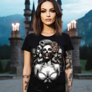 T-shirt Retro Zombie Horror Girl