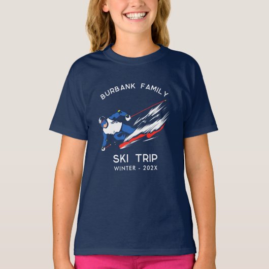 T-shirt Retrouvailles familiales jumelées ski sur mesure (Devant)