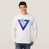 T-SHIRT RETROWAVE SYNTHWAVE PALM TREES TRIANGLE MANCHES LO (Devant entier)