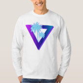 T-SHIRT RETROWAVE SYNTHWAVE PALM TREES TRIANGLE MANCHES LO (Devant)
