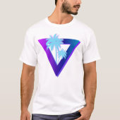 T-SHIRT RETROWAVE SYNTHWAVE PALMIERS TRIANGLE CHEMISE (Devant)