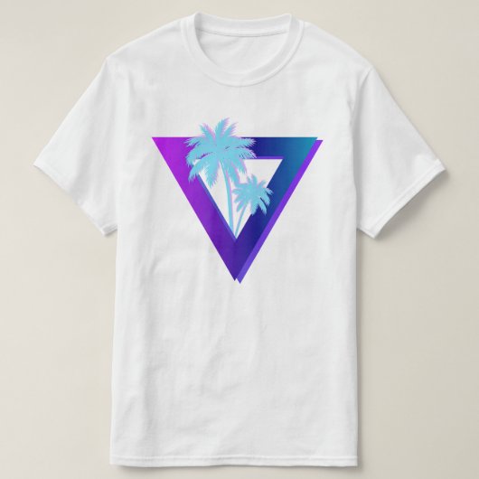 T-SHIRT RETROWAVE SYNTHWAVE PALMIERS TRIANGLE CHEMISE (Design devant)