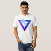 T-SHIRT RETROWAVE SYNTHWAVE PALMIERS TRIANGLE CHEMISE (Devant entier)