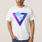 T-SHIRT RETROWAVE SYNTHWAVE PALMIERS TRIANGLE CHEMISE (Devant)