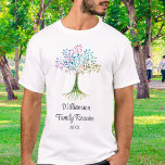 T-shirt Réunion de famille de l'arborescence de la famille<br><div class="desc">Ce T-shirt familial unique est décoré d'un arbre de famille aquarelle et d'une typographie stylisée. Facile à personnaliser. En créant notre oeuvre,  vous ne trouverez pas cette image exacte d'autres créateurs. Aquarelle originale © Michele Davies.</div>