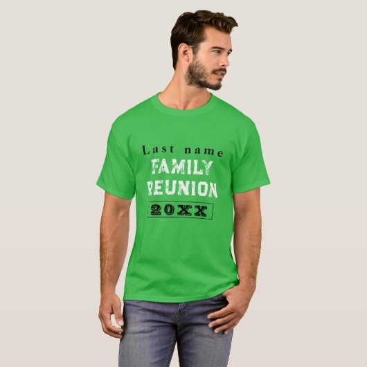 T-shirt Réunion de famille personnalisée verte, créez votr (Devant entier)
