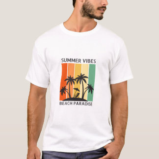 T-shirt Réunion en famille Summer Sunset Beach Palmier