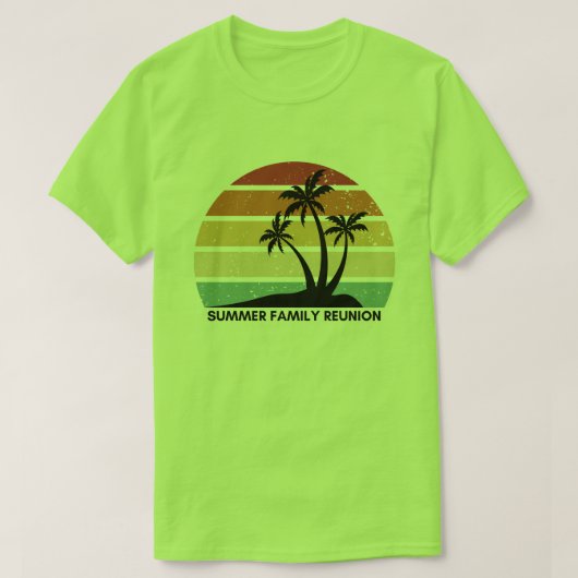 T-shirt Réunion en famille Summer Sunset Beach Palmier (Design devant)