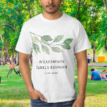 T-shirt Réunion familiale personnalisée<br><div class="desc">Cet élégant T-shirt de réunion familiale est décoré avec de la verdure d'aquarelle. Facile à personnaliser. Il suffit de retirer la date si vous souhaitez utiliser le T-shirt pendant de nombreuses années. Utilisez l'outil de conception pour modifier la taille, le style ou la couleur du texte. Parce que nous créons...</div>