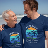T-shirt Reunion Famille Summer Beach Palm Trees Bleu
