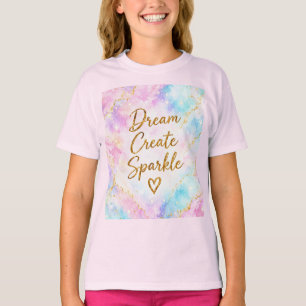 T-shirt Rêve Créer Étincelle Pastel Aquarelle Or Rose