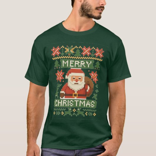 T-shirt Rêve de Noël en pixels (Devant)