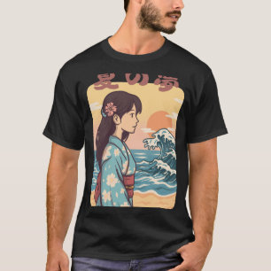 T-shirt Rêve d'été Fille de la Vague Japonaise