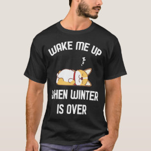 T-shirt Réveille-moi quand l'hiver sera fini Corgi Hiver C