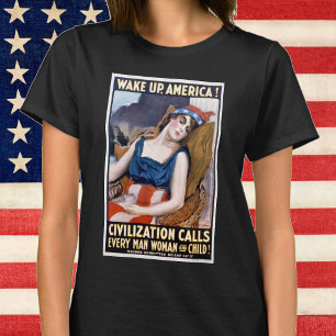 T-shirt Réveillez-vous l'Amérique ! Art patriotique vintag