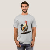 T-shirt Réveillez-vous Rooster amusant Croisant un avertis (Devant entier)