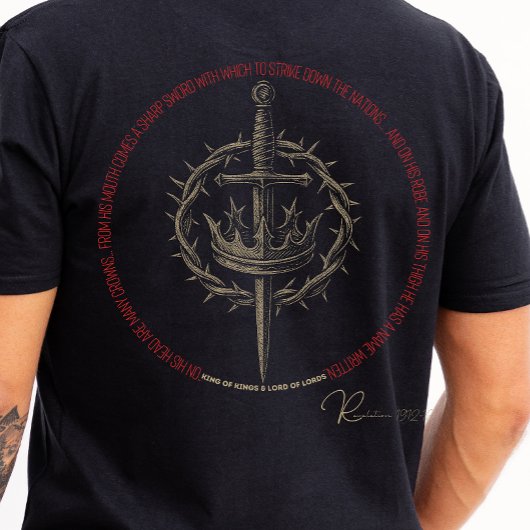 T-shirt Revelation 19:12-16 King of Kings men's faith tee