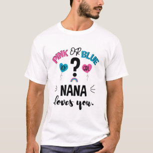 T-shirt Révélation du sexe du bébé Rose ou Bleu Nana t'aim