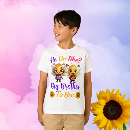 T-shirt Révéler le genre He She Big Brother to Bee Boys Wh