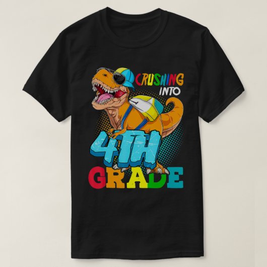 T-shirt Revenir À L'École En Dinosaure De 4E Année (Design devant)