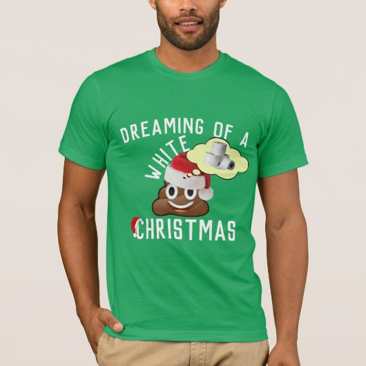 T-shirt Rêver d'un Noël blanc amusant Poop Emoji Tee (Devant)