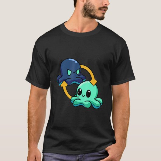 T-shirt Reversible Octopus Emotional Switch Leisure (Devant)