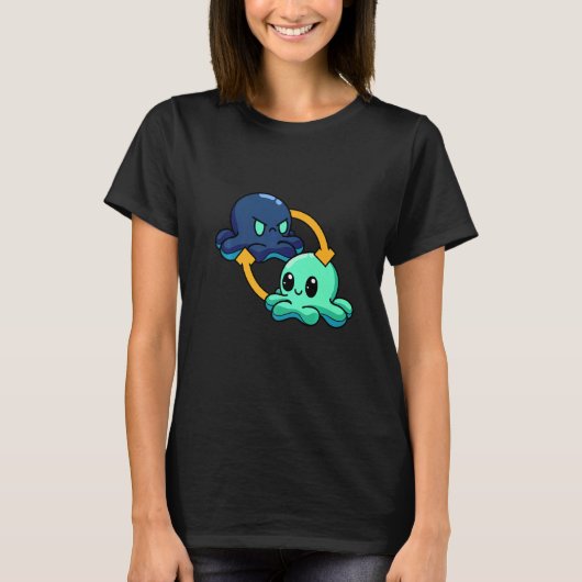 T-shirt Reversible Octopus Emotional Switch Leisure   (Devant)