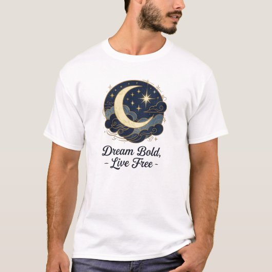 T-shirt Rêves célestes - Lune & Étoiles Inspirationnel Tee (Devant)