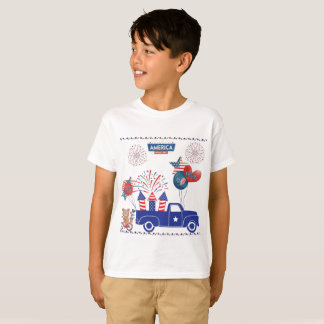 T-shirt Rêves de feu d'artifice de liberté blanc