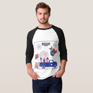 T-shirt Rêves de feu d'artifice de liberté blanc noir