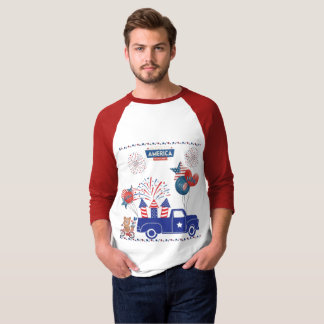 T-shirt Rêves de feu d'artifice de liberté blanc rouge