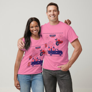 T-shirt Rêves de feu d'artifice de liberté rose