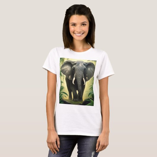 T-shirt Rêves de forêt - Tee d'éléphant pour filles (Devant entier)