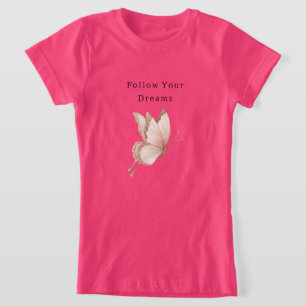 T-Shirt Rêves de Papillon Crème Rose Pâle