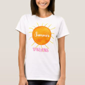 T-shirt Rêves d'été rose Jaune Orange Soleil (Devant)