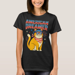T-shirt Rêveur Américain Chat Lunettes de Soleil Patriotiq