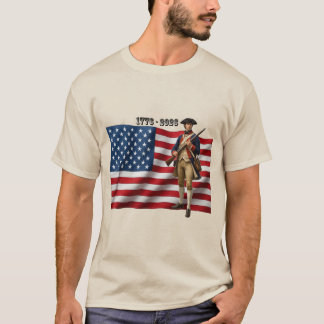 T-shirt Revolutionary War Soldier & American Flag 250 URM