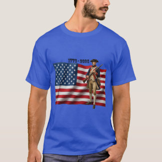T-shirt Revolutionary War Soldier & American Flag 250 URM