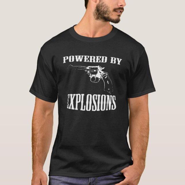 T-shirt Revolver britannique actionné par des explosions (Devant)