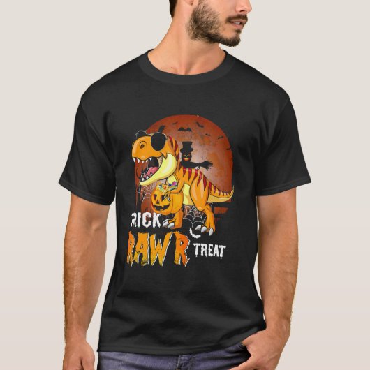 T-shirt Rex Dinosaur Trick Rawr Treat Halloween (Devant)