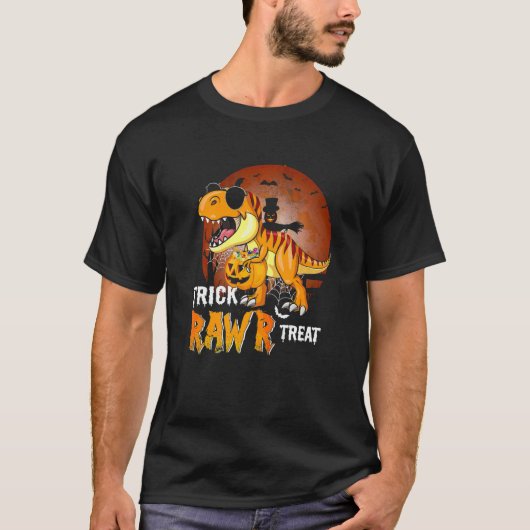 T-shirt Rex Dinosaur Trick Rawr Treat Halloween (Devant)