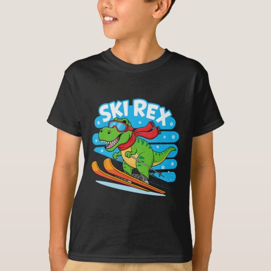 T-shirt Rex Skiant drôle de dinosaure de sports d'hiver De (Devant)