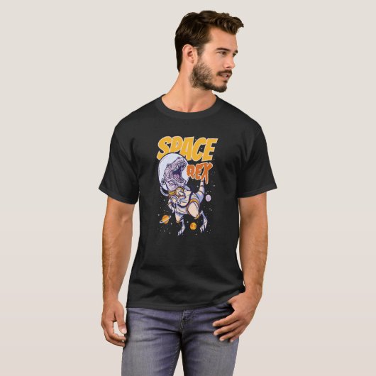 T-shirt Rex Spatiale Portant Un Casque Spatial Avec Planèt (Devant entier)